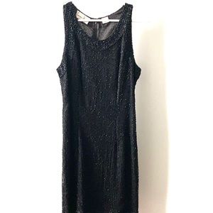 Black Beaded Laurence Kazar cocktail dress